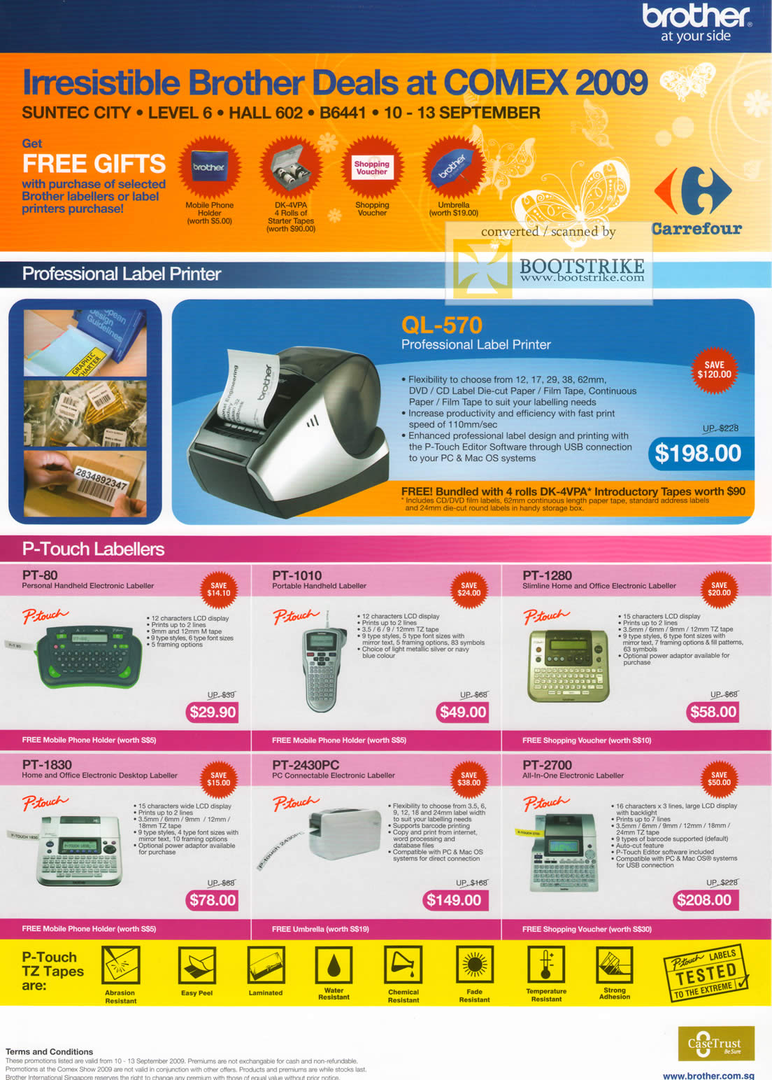 Comex 2009 price list image brochure of Brother Professional Label QL-570 P-Touch Labellers PT