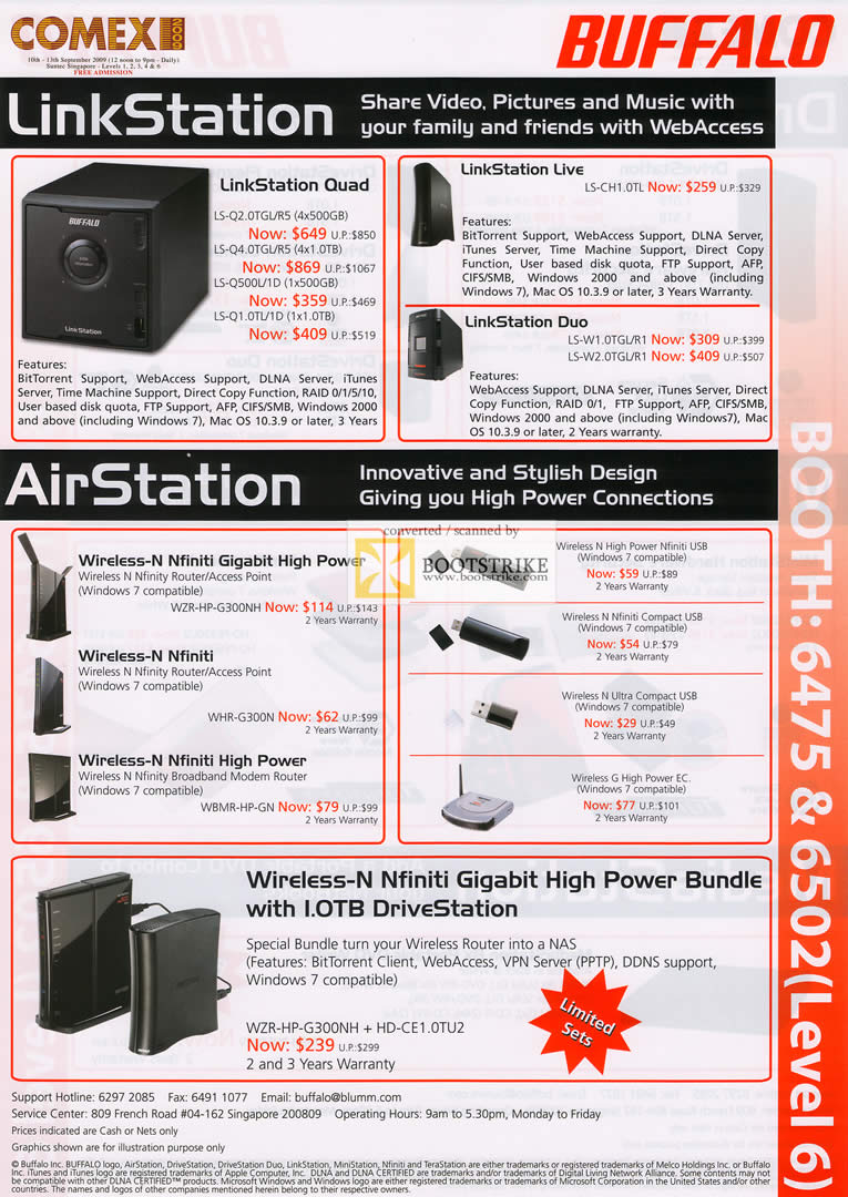 Comex 2009 price list image brochure of Buffalo LinkStation AirStation Wireless N Nfiniti Gigabit