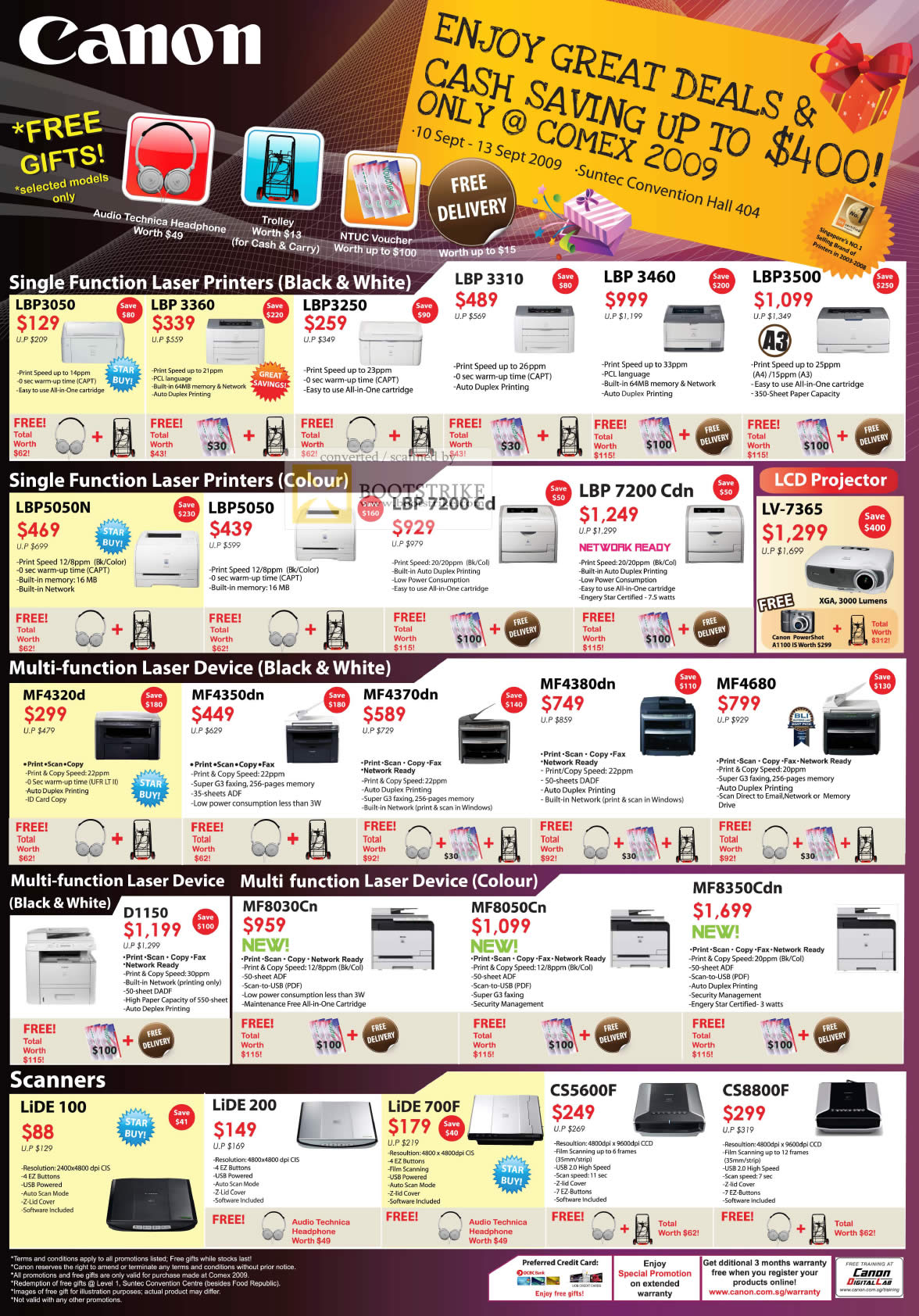 Comex 2009 price list image brochure of Canon Laser Printers Colour Multi Function Scanners