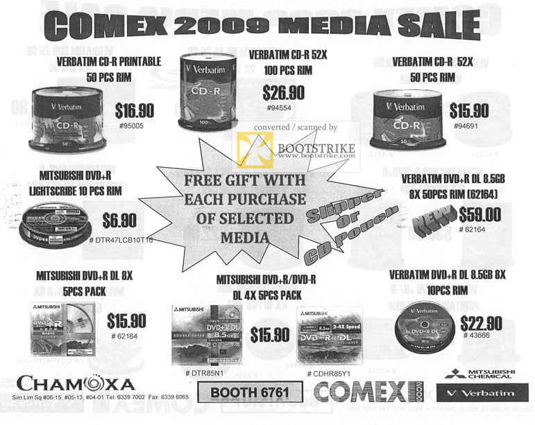 Comex 2009 price list image brochure of Chamoxa CDR DVDR Media