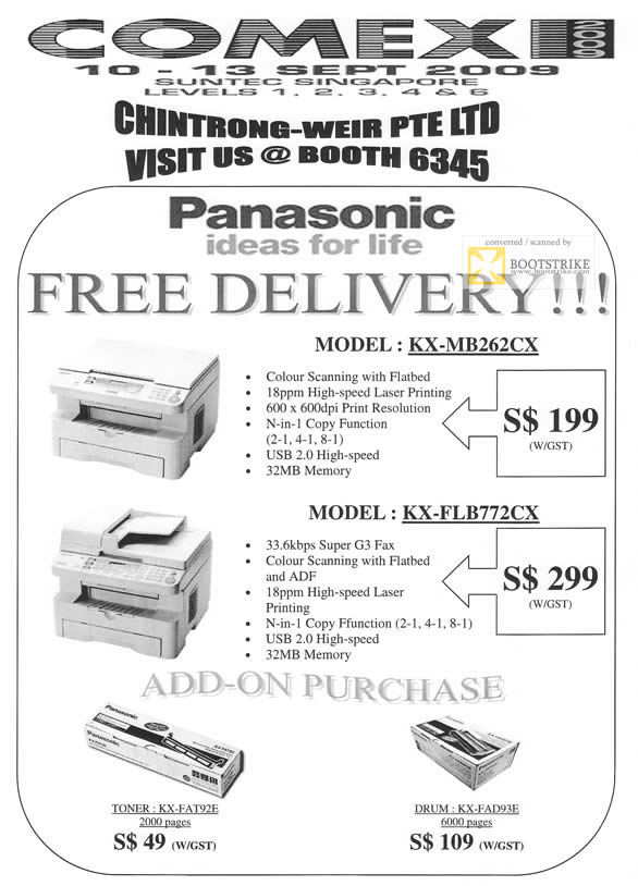 Comex 2009 price list image brochure of Chintrong-Weir Panasonic Printers KX