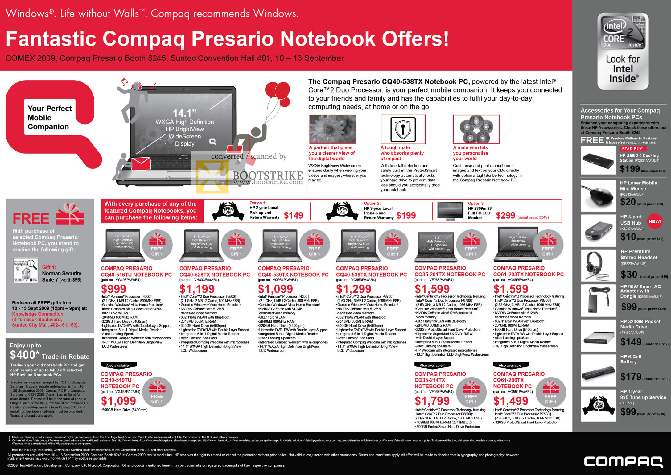 Comex 2009 price list image brochure of Compaq Presario Notebook PC CQ40 CQ35 CQ61