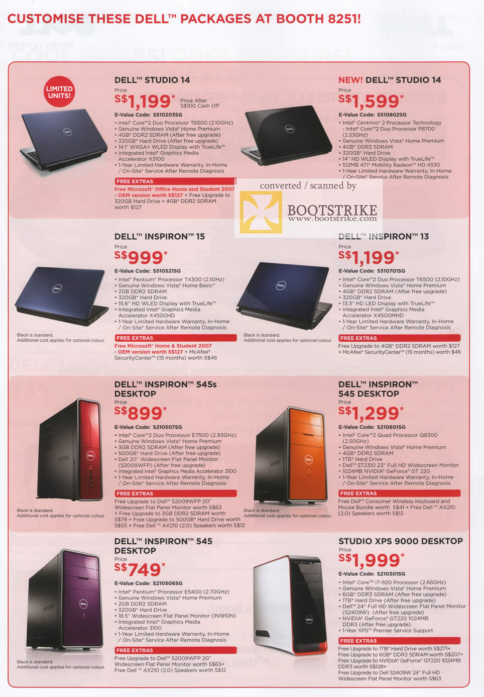 Comex 2009 price list image brochure of Dell Notebooks Studio 14 Inspiron 15 13 Desktop 545s 545 XPS 9000