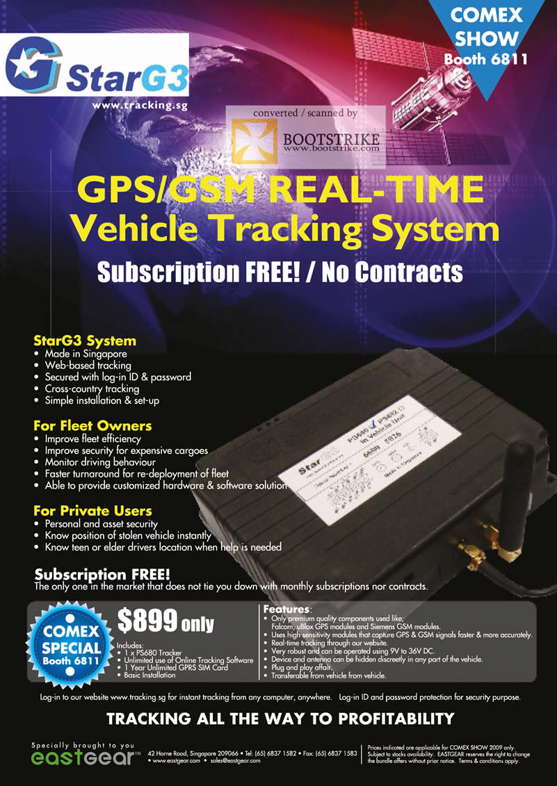 Comex 2009 price list image brochure of Eastgear GPS GSM Vehicle Tracking System StarG3