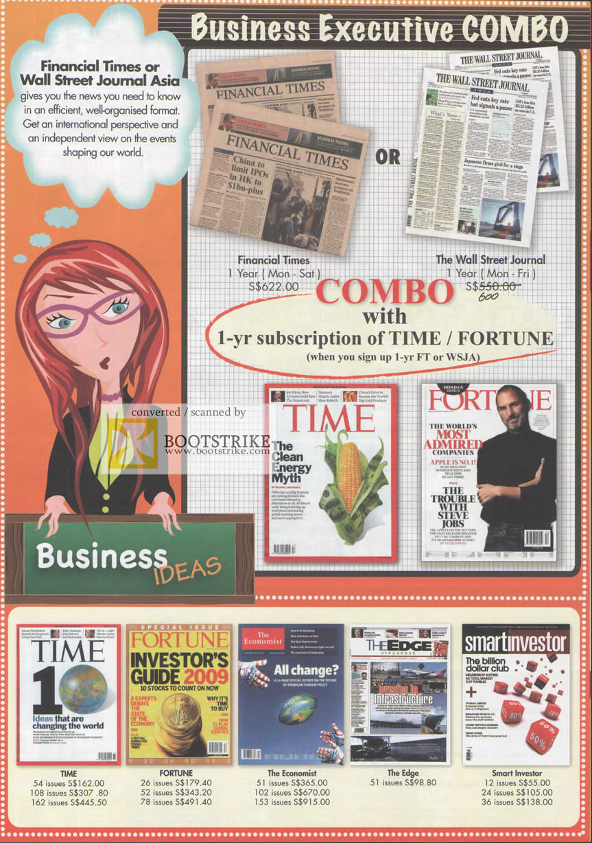 Comex 2009 price list image brochure of EmitAsia Financial Times Wall Street Journal Time Fortune Edge