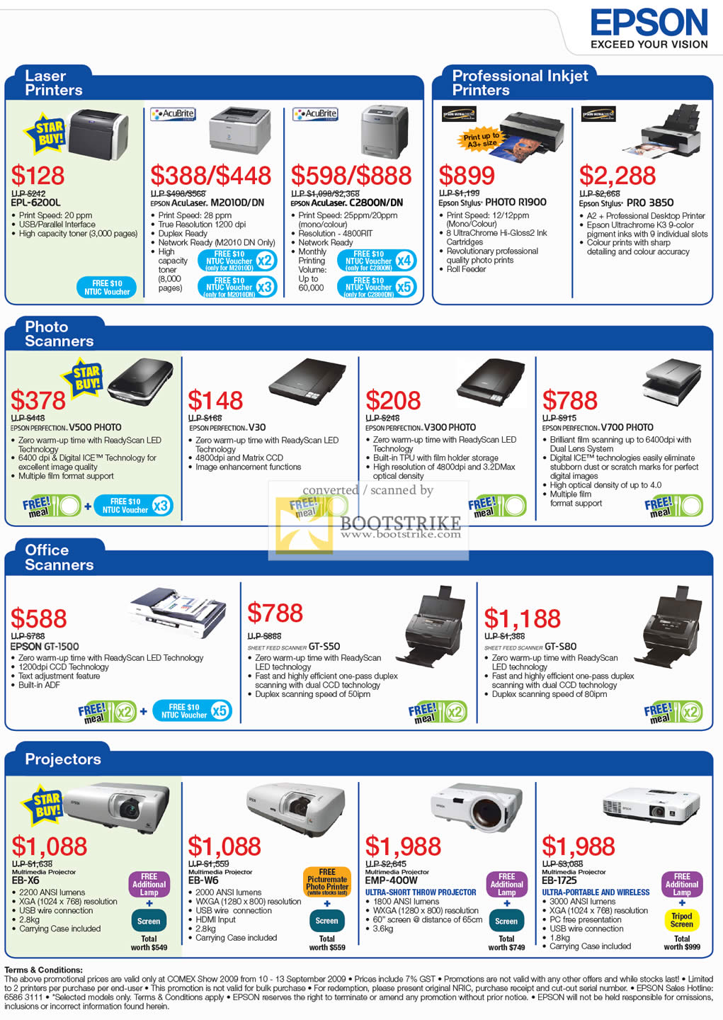 Comex 2009 price list image brochure of Epson Laser Printers Photo Scanners Office Projectors