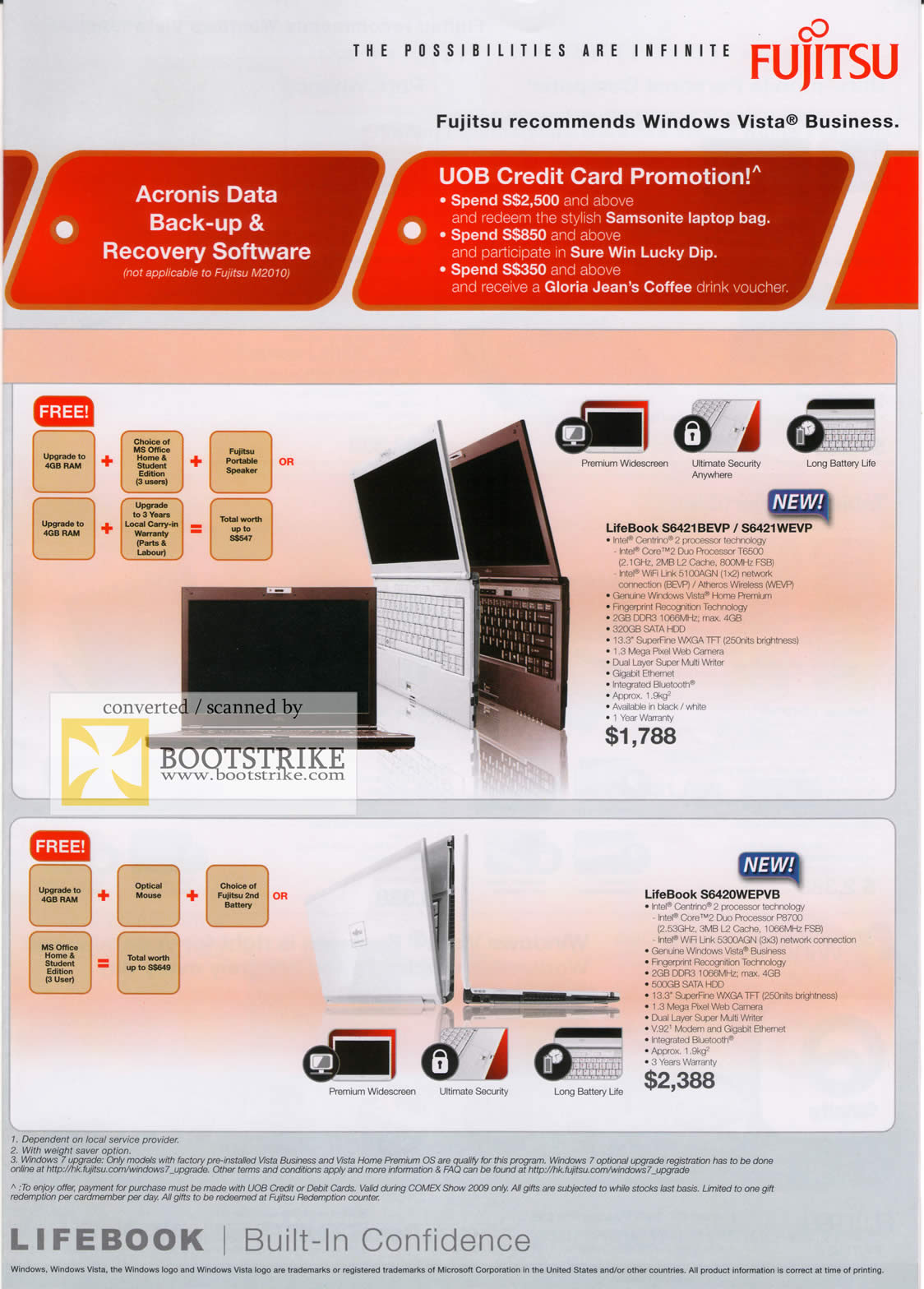 Comex 2009 price list image brochure of Fujitsu LifeBook Notebooks S6421BEVP S6421WEVP S6420WEBVB