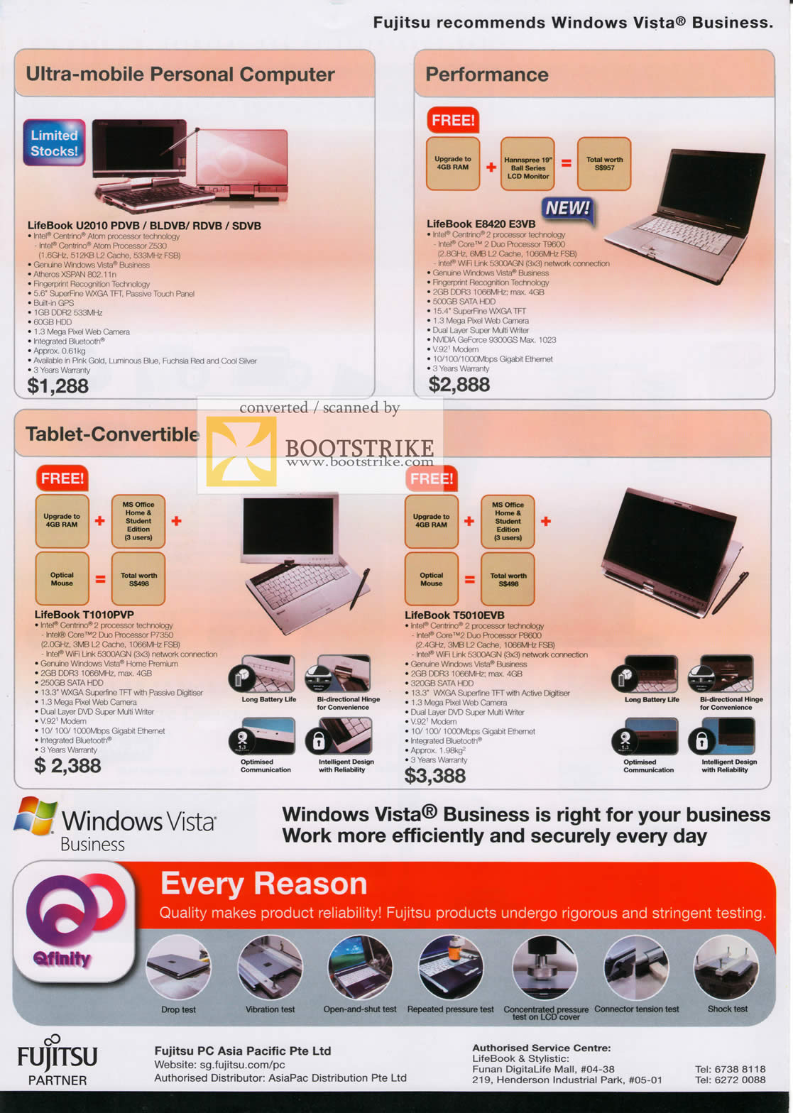 Comex 2009 price list image brochure of Fujitsu LifeBook Notebooks U2010 E8420 Tablet T1010PVP T5010EVB