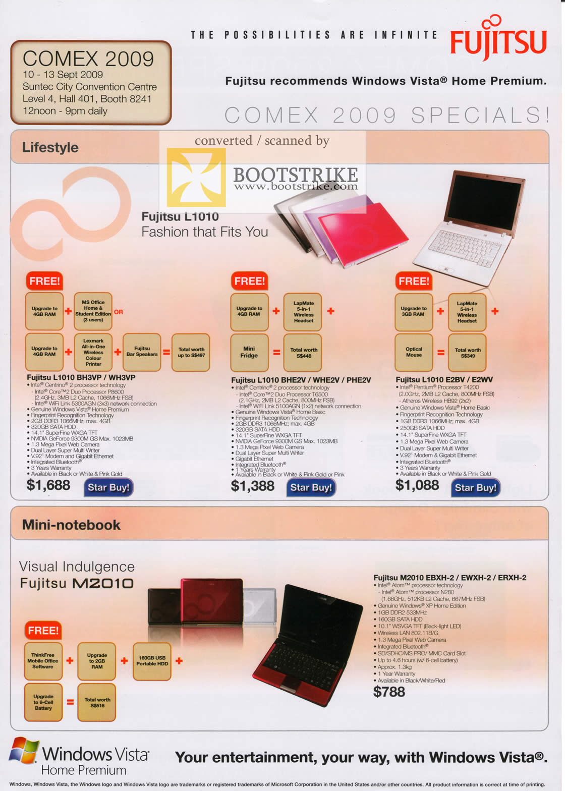 Comex 2009 price list image brochure of Fujitsu Notebook L1010 Mini M2010