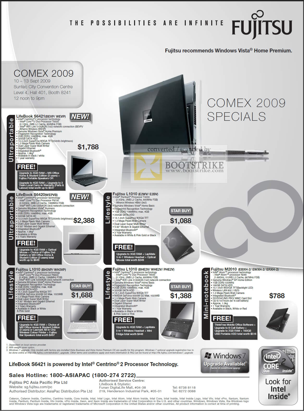 Comex 2009 price list image brochure of Fujitsu Notebooks LifeBook S6421 S6420 L1010 M2010 Lifestyle Ultraportable Mini