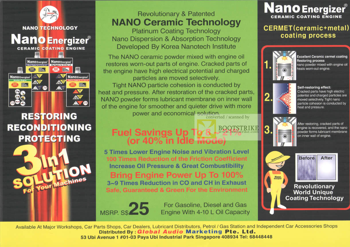 Comex 2009 price list image brochure of Global Audio Nano Energizer Ceramic Coating Engine