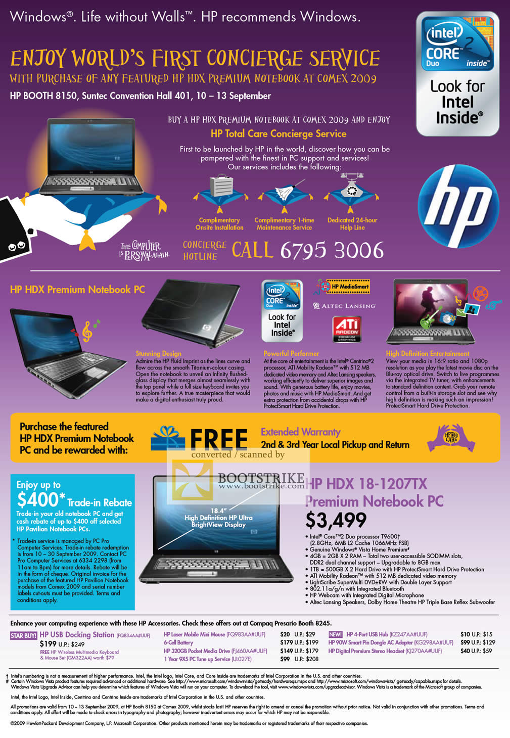 Comex 2009 price list image brochure of HP Concierge HDX 18-1207tx Premium Notebook PC