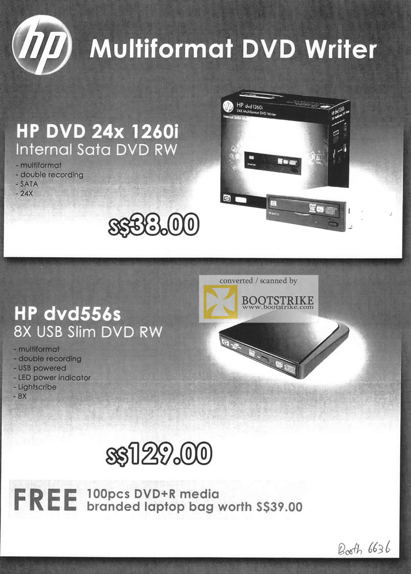 Comex 2009 price list image brochure of HP Multiformat DVD RW Writer Sata Internal External USB Slim