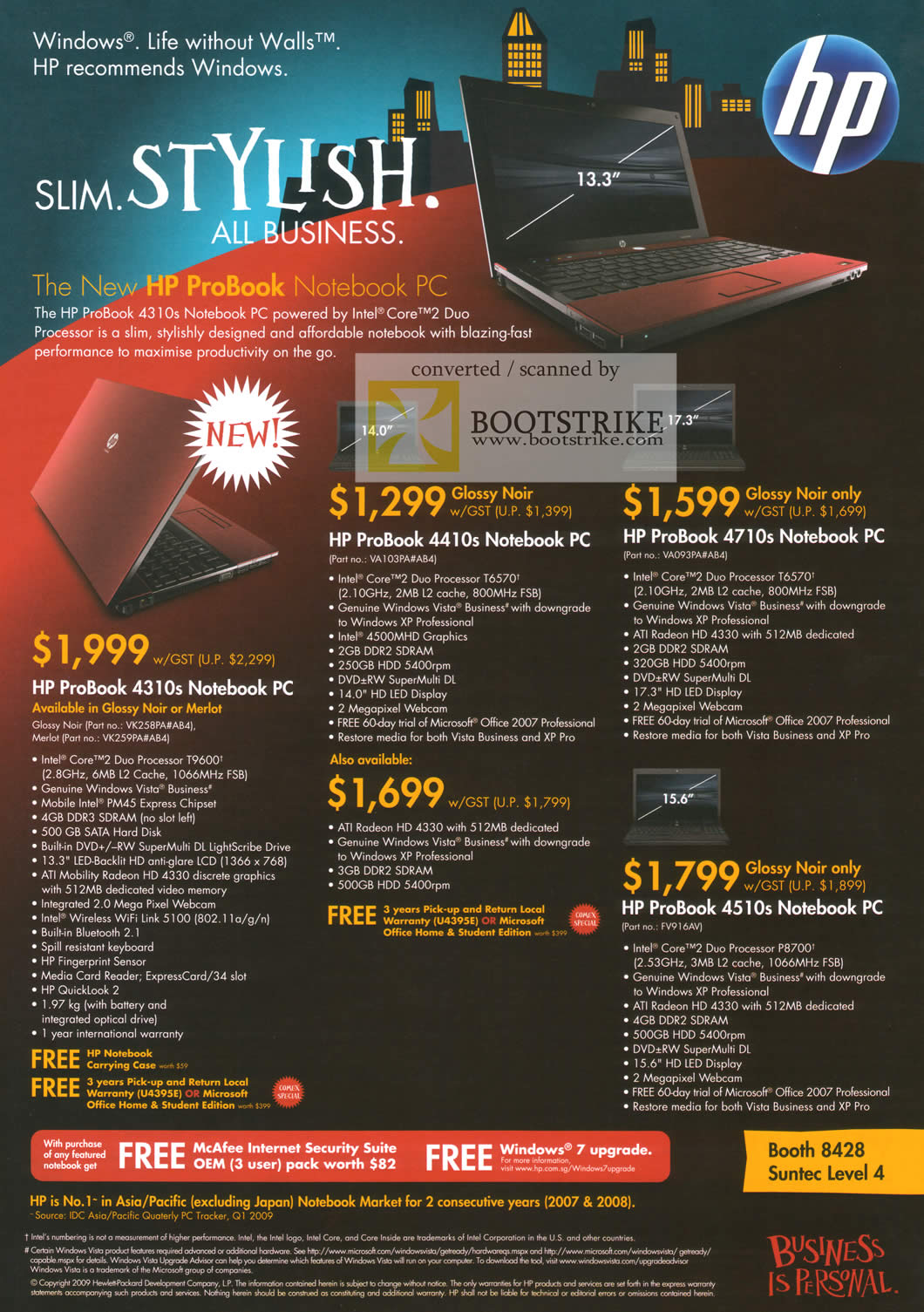 Comex 2009 price list image brochure of HP Notebook ProBook 4410s 4710s 4310s 4510s