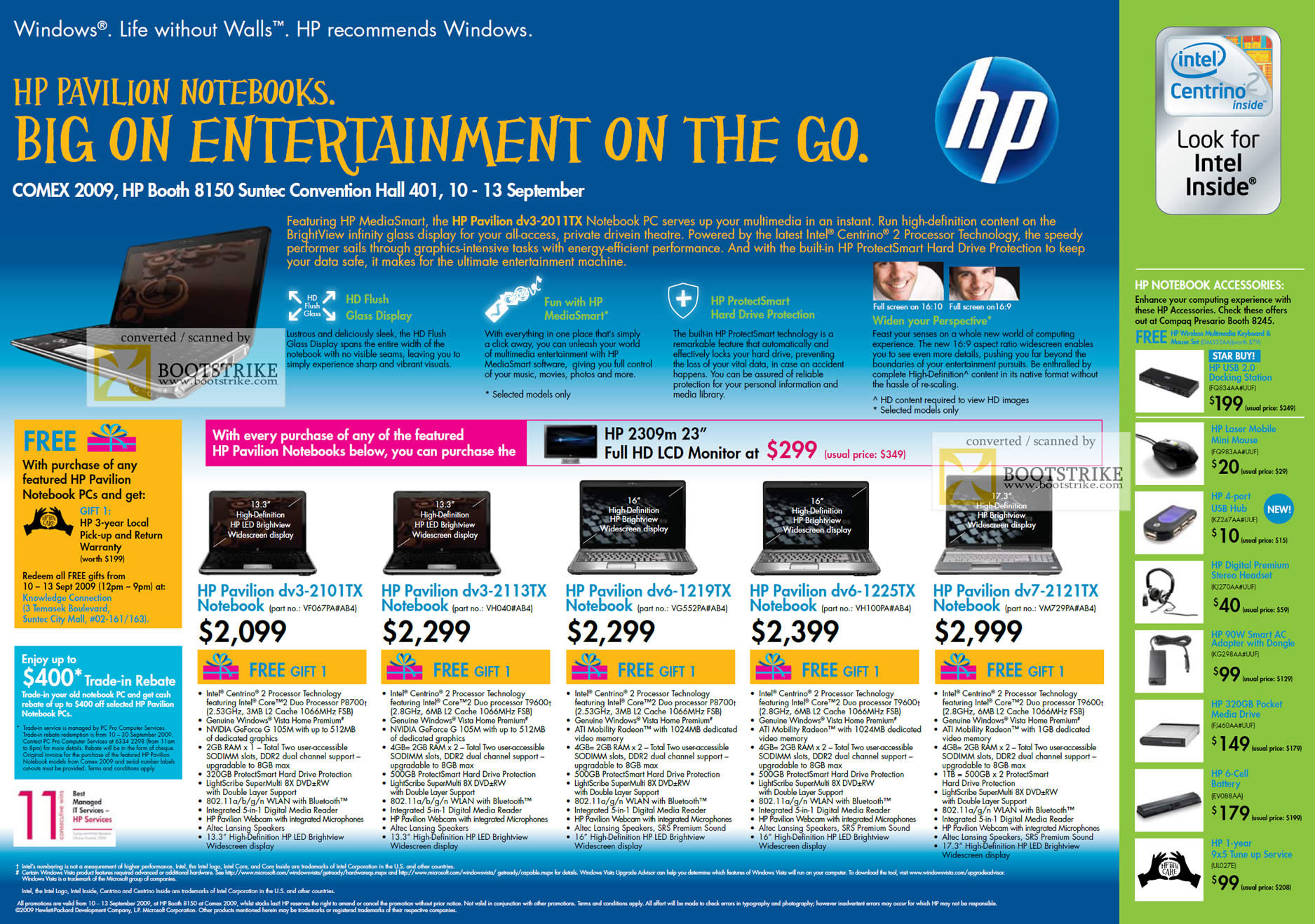 Comex 2009 price list image brochure of HP Pavilion Notebooks Dv3 2101tx 2113tx Dv6 1219tx 1225tx Dv7 2121tx