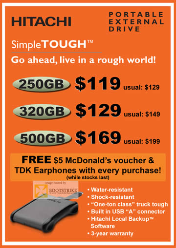 Comex 2009 price list image brochure of Hitachi SimpleTOUGH Portable External Drive