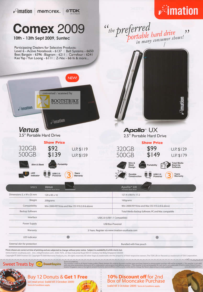 Comex 2009 price list image brochure of Imation External Storage Venus Apollo UX