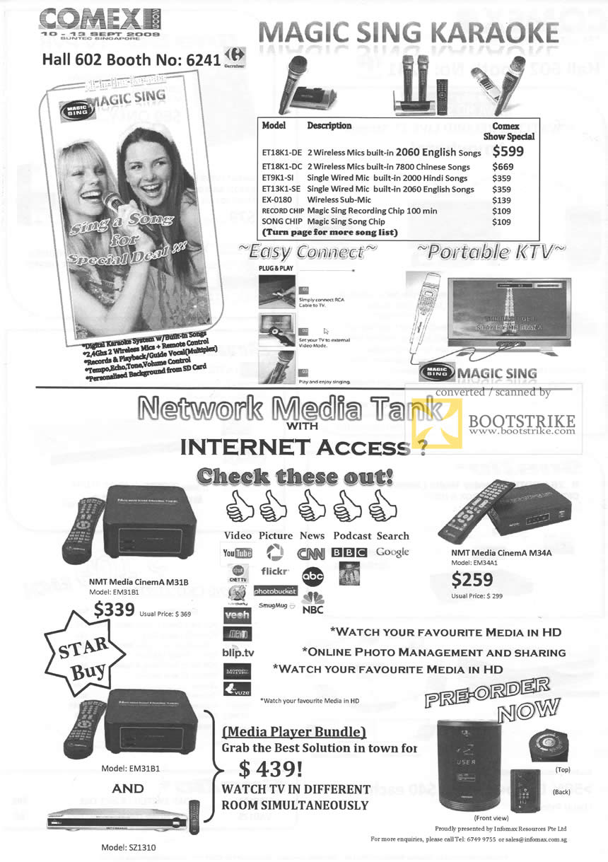 Comex 2009 price list image brochure of Infomax Magic Sing Karaoke Portable KTV Network Media Tank EM3181