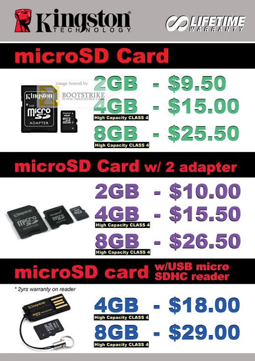 Comex 2009 price list image brochure of Kingston MicroSD Adapter Micro SDHC Reader Kingston B6346