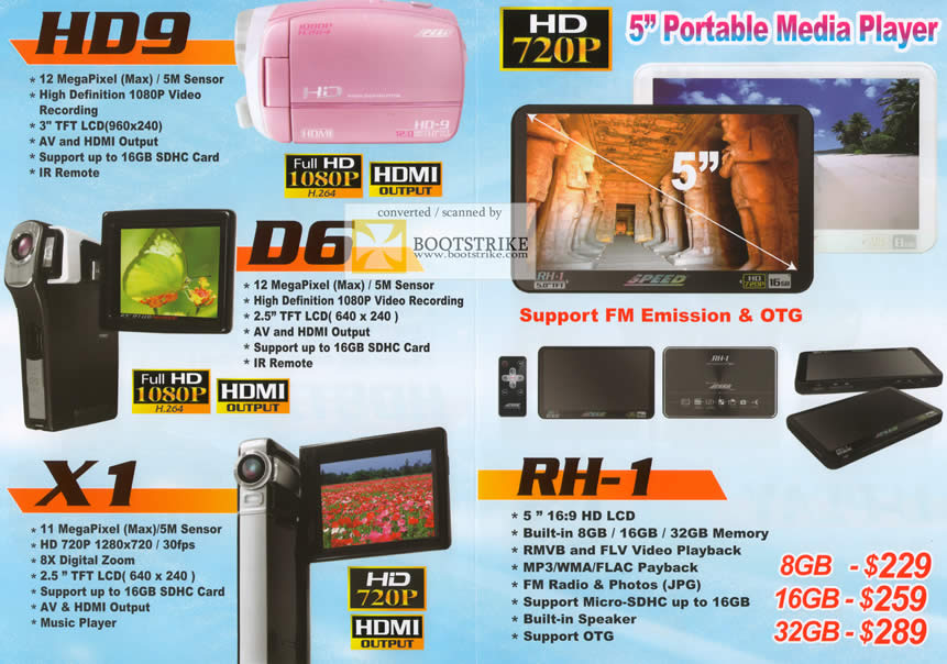 Comex 2009 price list image brochure of Lau Speed Camcorder Portable Media Player HD9 D6 X1 RH-1