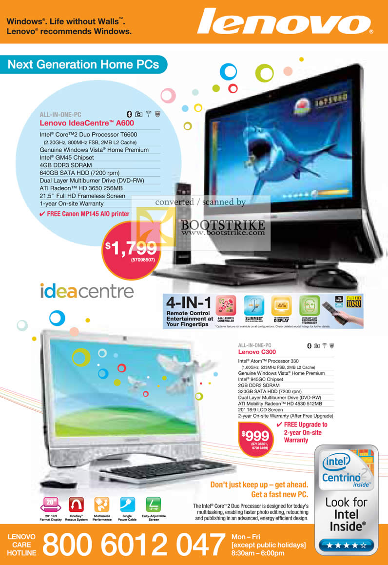 Comex 2009 price list image brochure of Lenovo Ideacentre All-In-One Desktop PC A600 C300