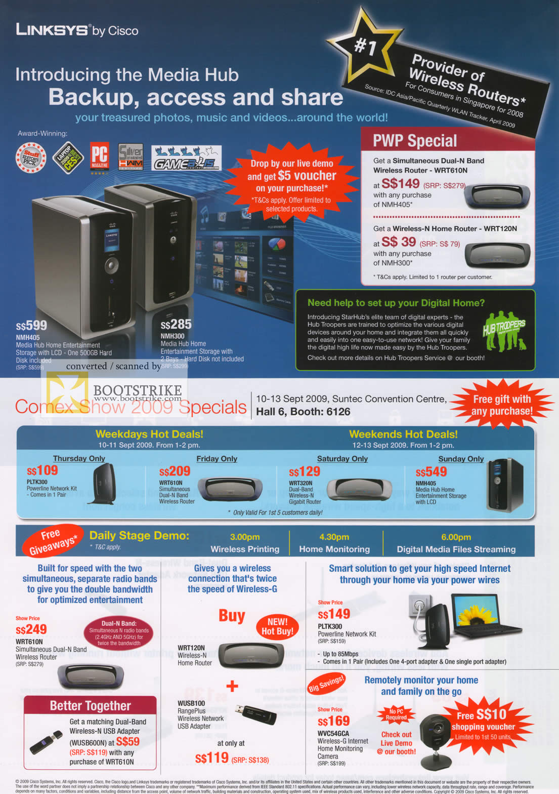 Comex 2009 price list image brochure of Linksys Media Hub Home Monitoring Camera Powerline Network