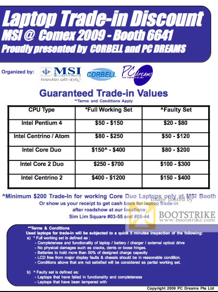 Comex 2009 price list image brochure of MSI Laptop Trade-In Discount PC Dreams