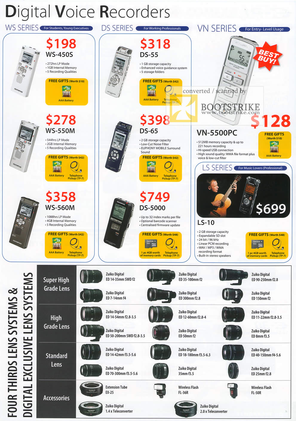 Comex 2009 price list image brochure of Olympus Digital Voice Recorders WS DS VN