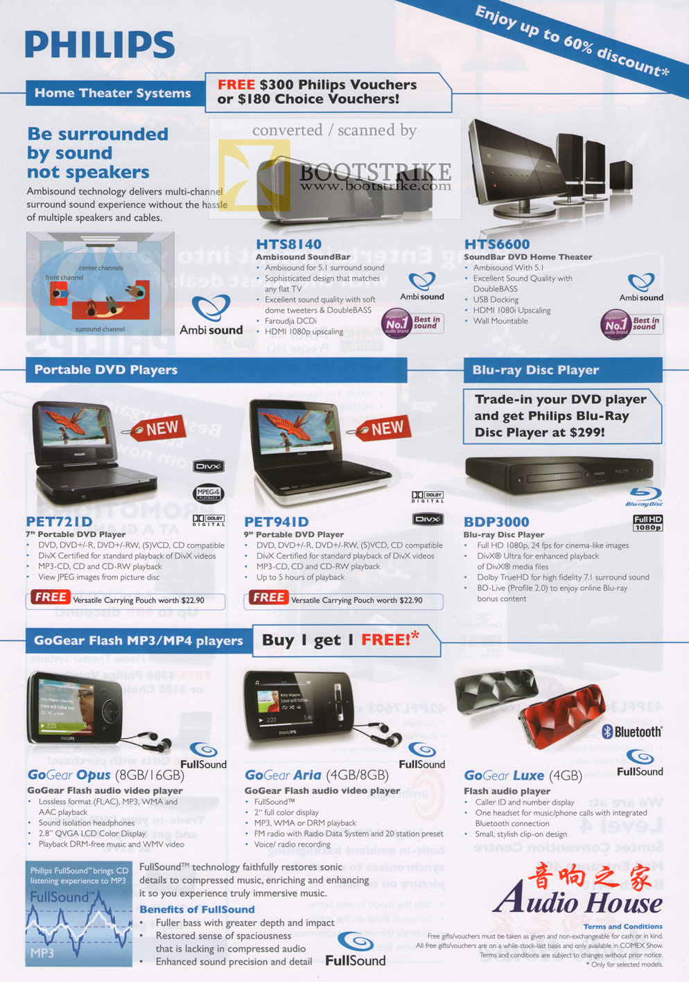 Comex 2009 price list image brochure of Philips Home Theater Portable DVD Blu Ray GoGear Flash Mp3 Player