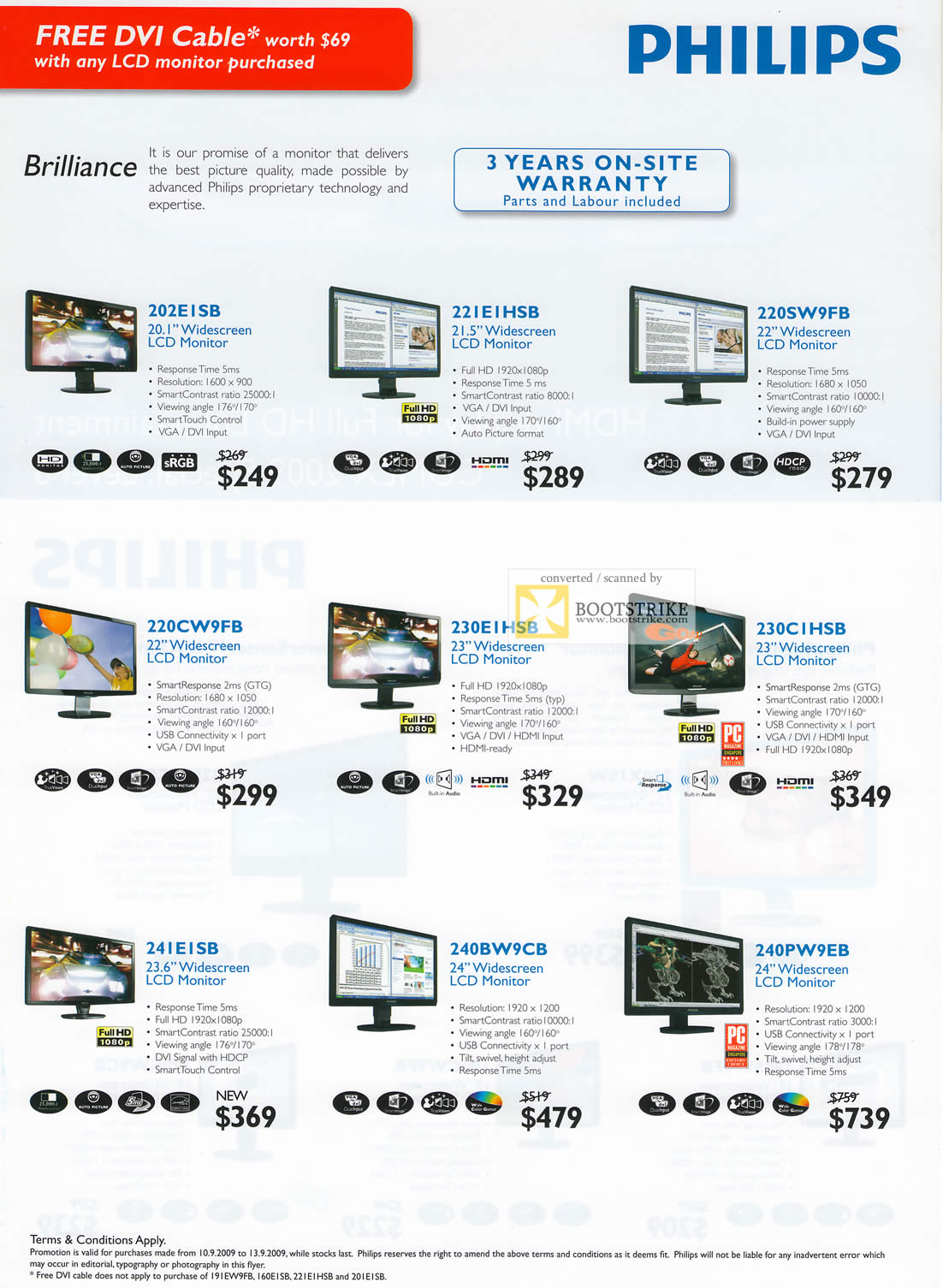 Comex 2009 price list image brochure of Philips LCD Monitors Brilliance