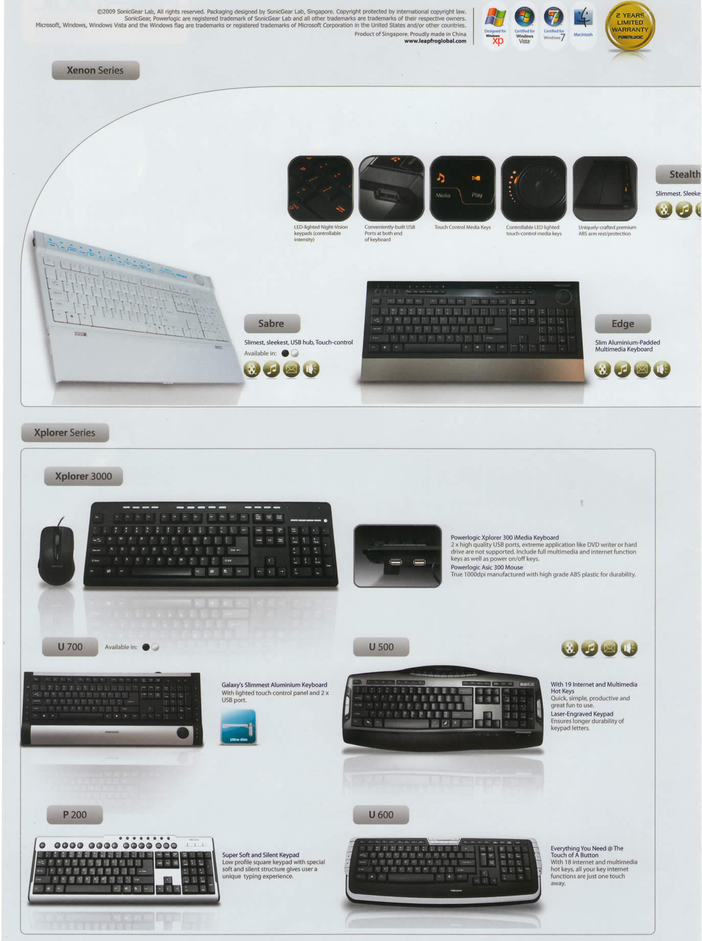 Comex 2009 price list image brochure of Powerlogic Keyboard Xenon Sabre Edge Xplorer