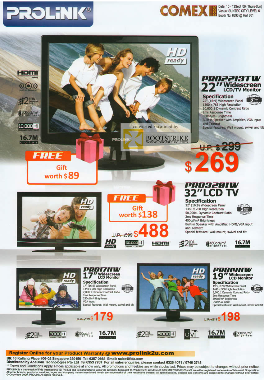 Comex 2009 price list image brochure of Prolink LCD TV Monitor