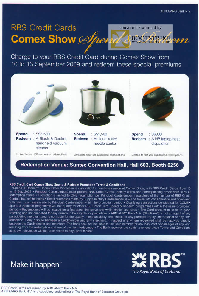 Comex 2009 price list image brochure of RBS Credit Card Redemption Promotions