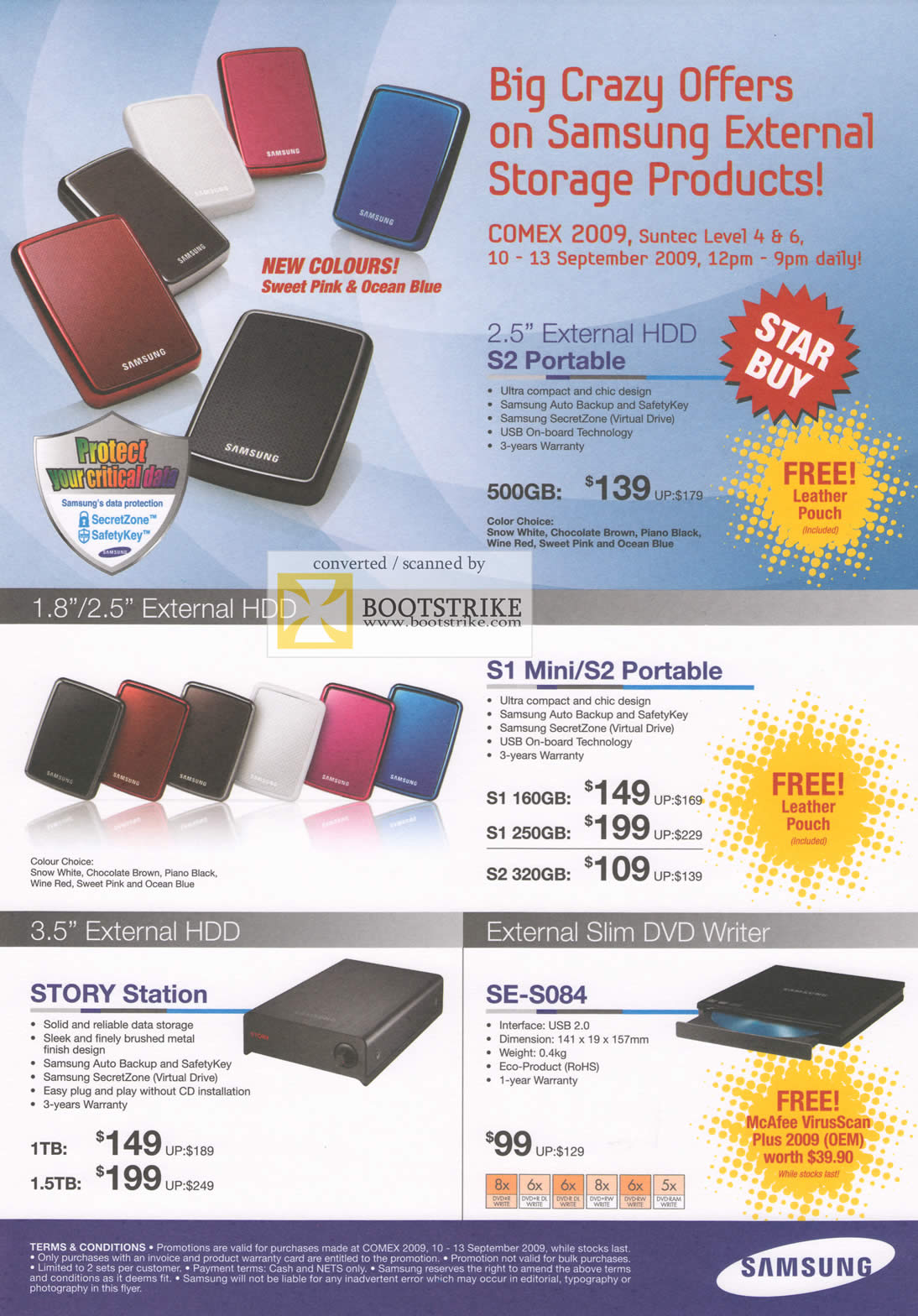 Comex 2009 price list image brochure of Samsung External Storage S2 Portable S1 Mini STORY Station SE S084