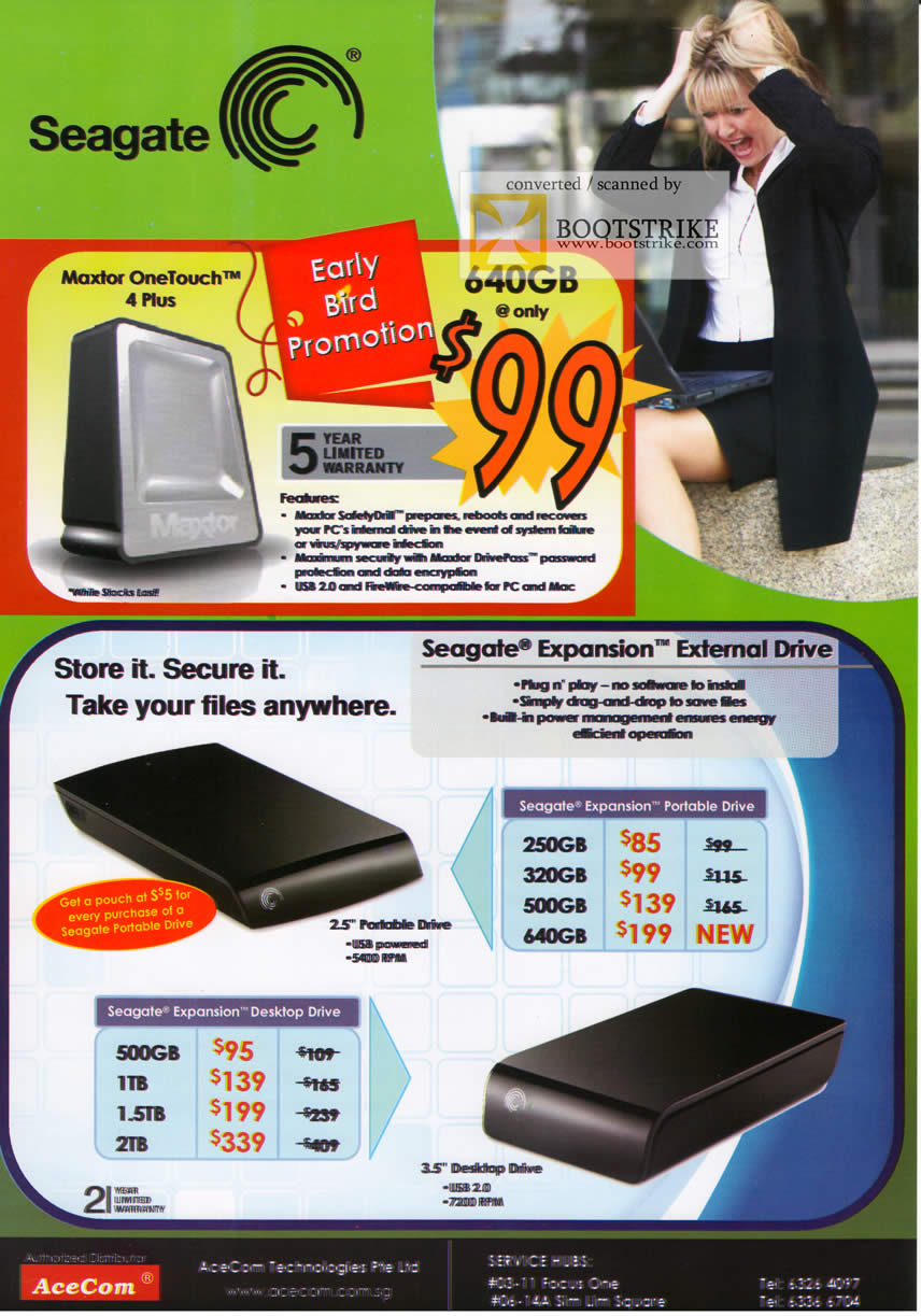 Comex 2009 price list image brochure of Seagate Maxtor OneTouch 4 Plus Expansion External Drive