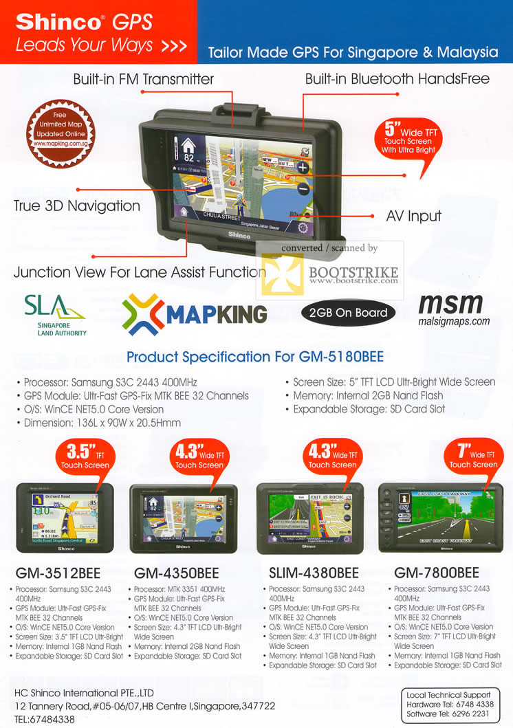 Comex 2009 price list image brochure of Shinco GPS GM 3512BEE 4350BEE 4380BEE 7800BEE