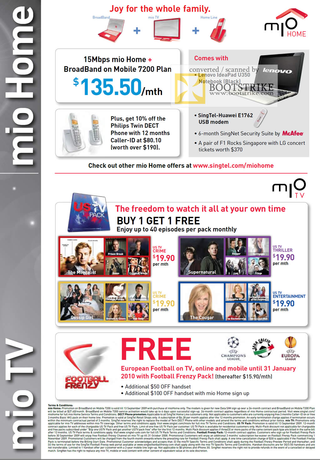 Comex 2009 price list image brochure of Singtel Mio Home TV