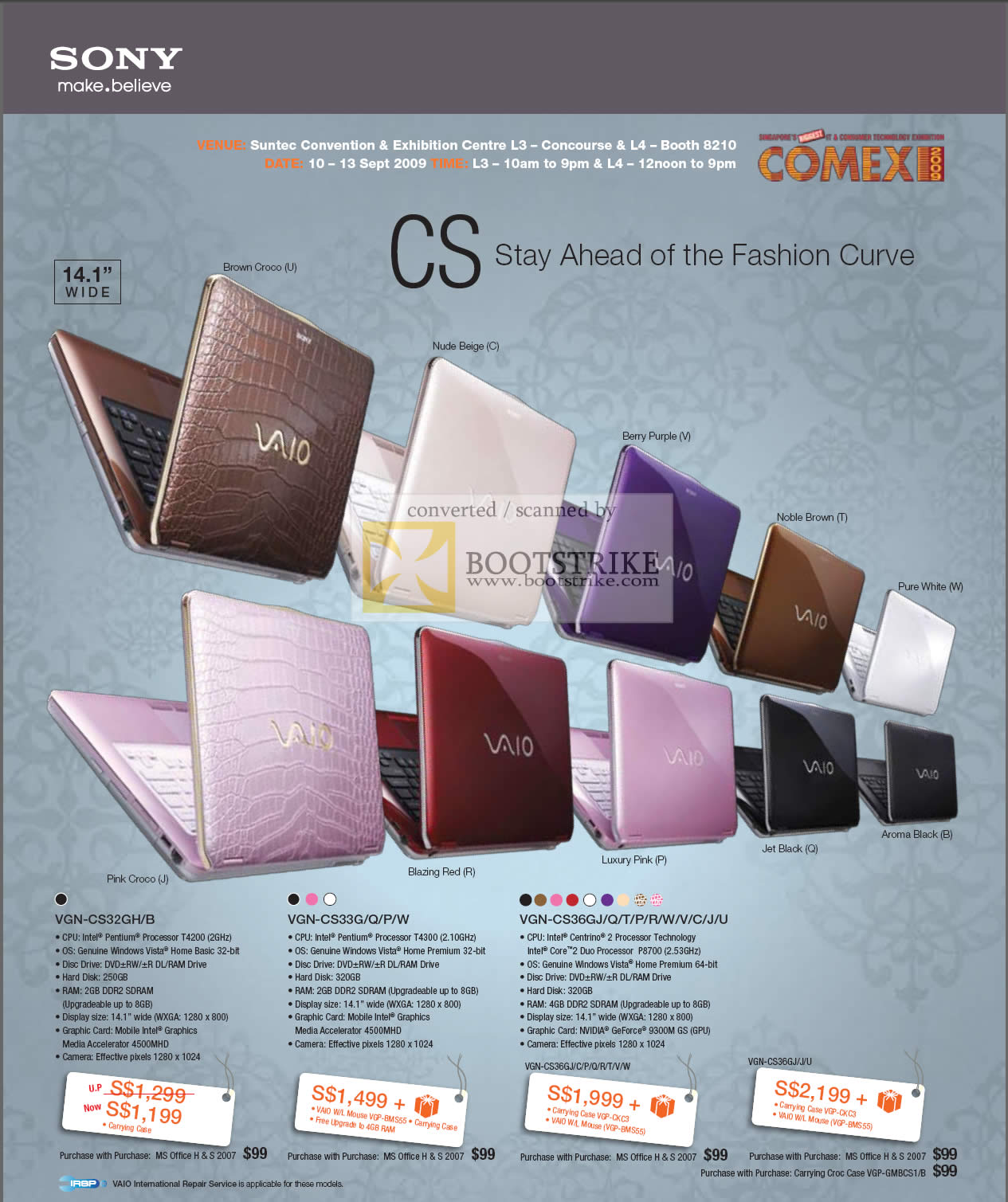 Comex 2009 price list image brochure of Sony Vaio CS VGN-CS32GH CS33G CS35GJ