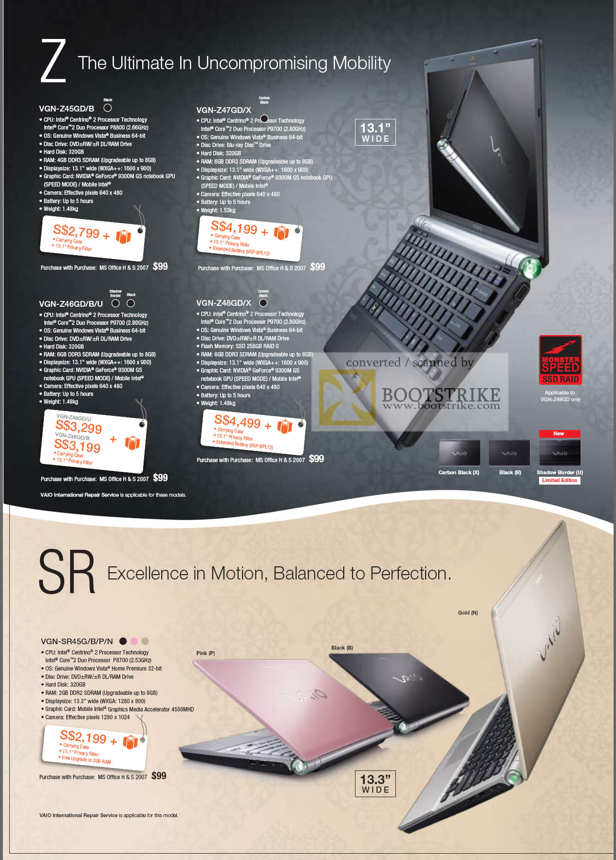 Comex 2009 price list image brochure of Sony Vaio Z Z45GD Z47GD Z46GD Z48GD SR VGN SR45G