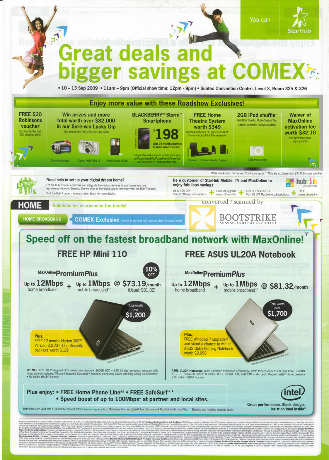 Comex 2009 price list image brochure of Starhub Home Broadband HP Mini 110 ASUS UL20A