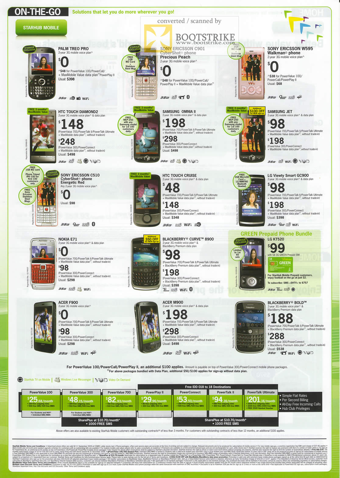 Comex 2009 price list image brochure of Starhub Mobile Phones Palm Treo HTC LG Blackberry Acer Plans