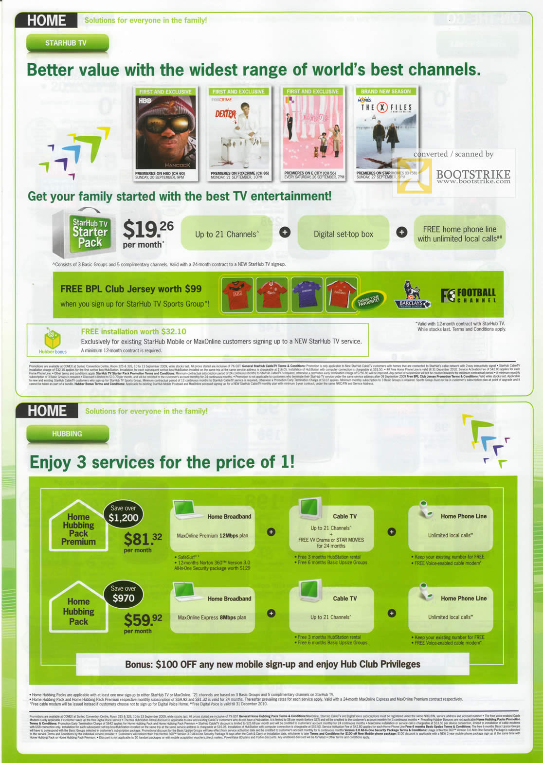 Comex 2009 price list image brochure of Starhub TV BPL Club Jersey Hubbing