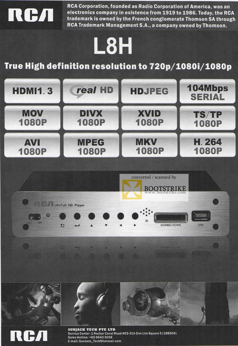 Comex 2009 price list image brochure of Sunjack L8H HDMI Real HD RCA Media Player