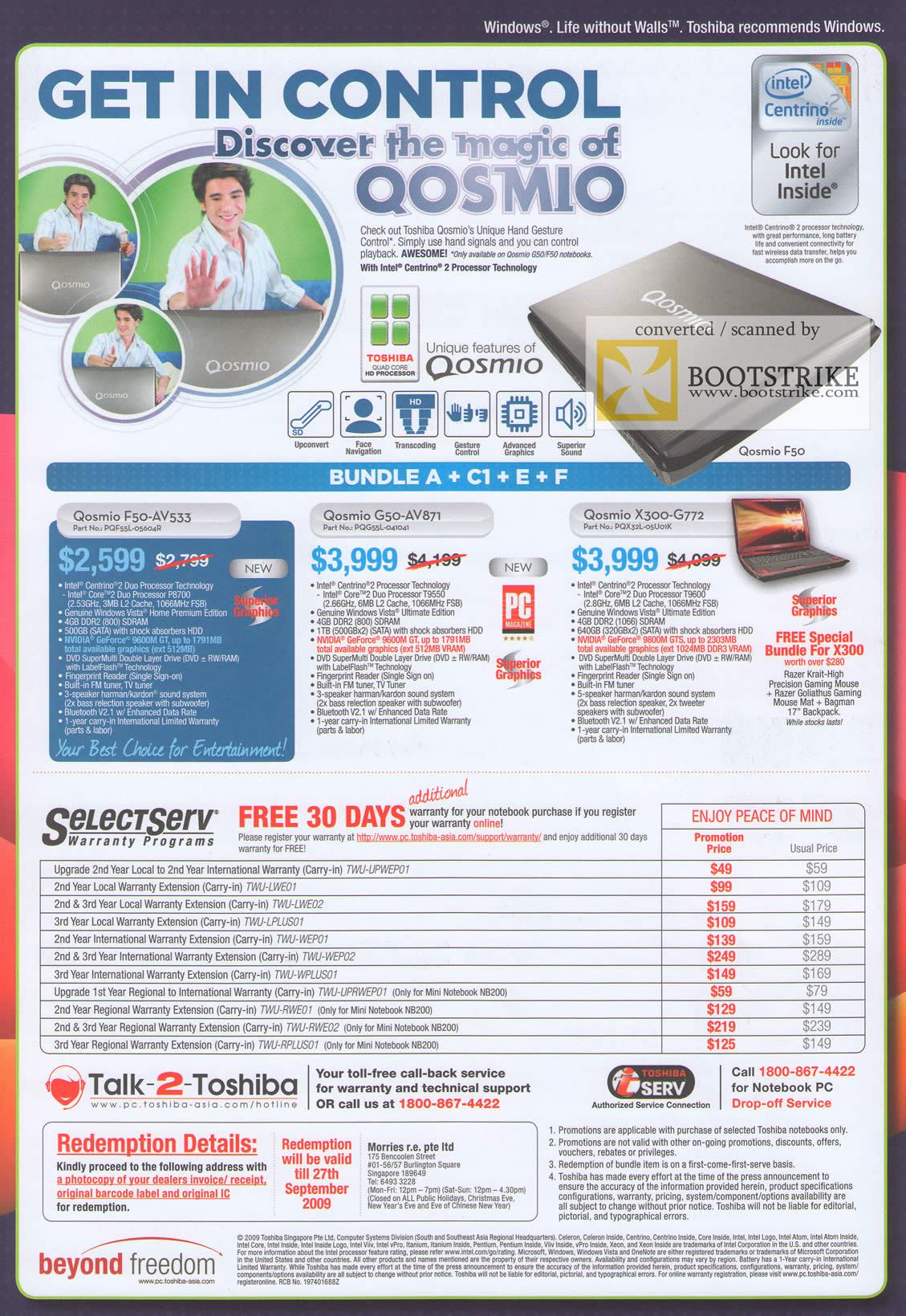 Comex 2009 price list image brochure of Toshiba Qosmio Notebooks F50-AV533 G50-AV871 X300-G772