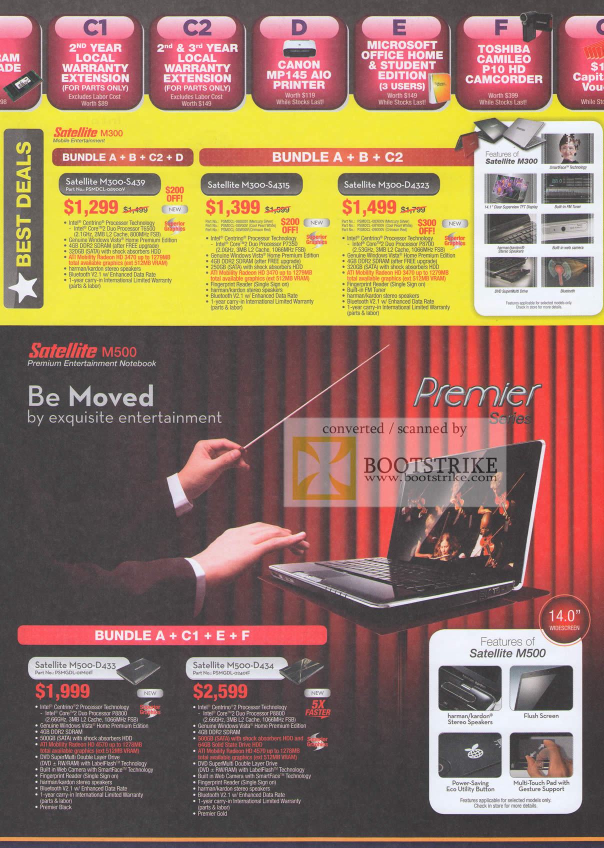 Comex 2009 price list image brochure of Toshiba Satellite Notebook M300 M500