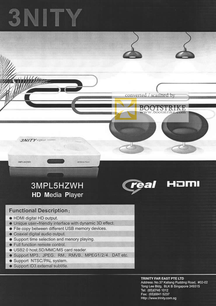 Comex 2009 price list image brochure of Trinity 3nity 3MPL5HZWH HD Media Player Real HDMI