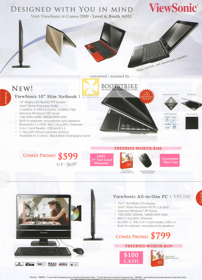 Comex 2009 price list image brochure of Viewsonic Netbook VNB101 All-In-One PC VPC100