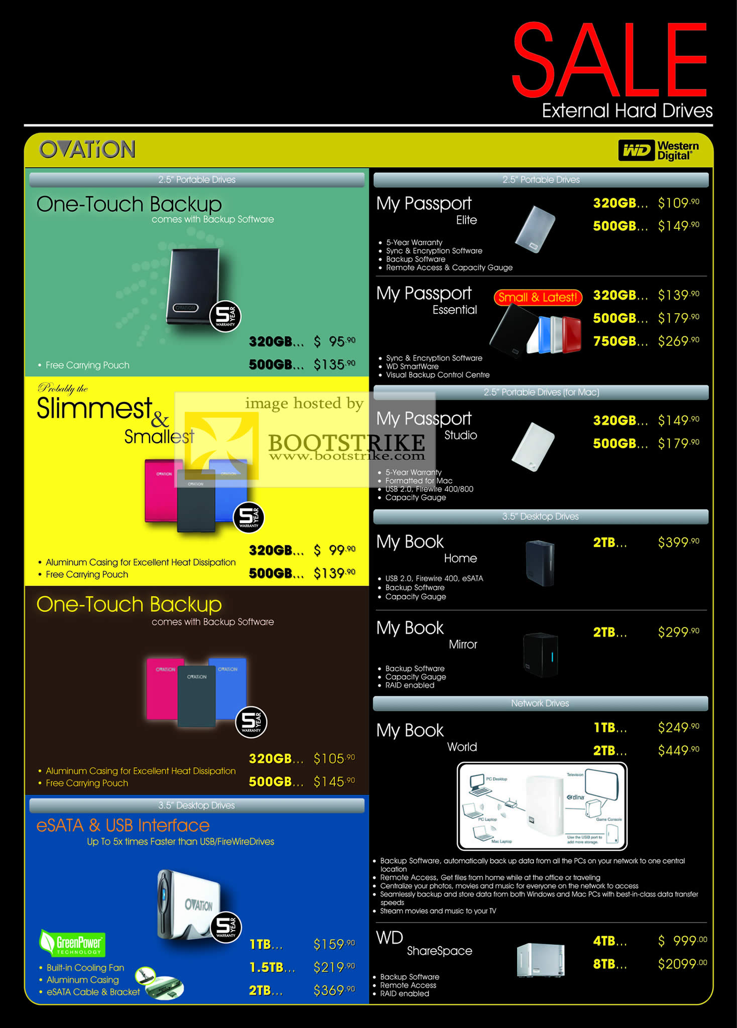 Comex 2009 price list image brochure of Western Digital WD My Ovation Passport Book External Hard Drive