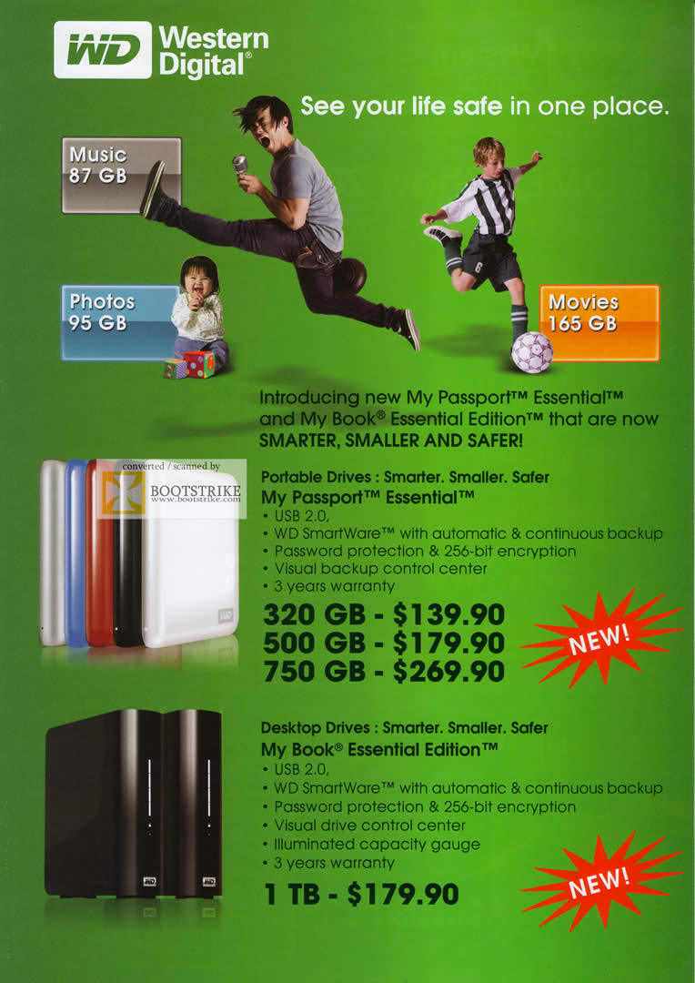 Comex 2009 price list image brochure of Western Digital WD My Passport Essential Book