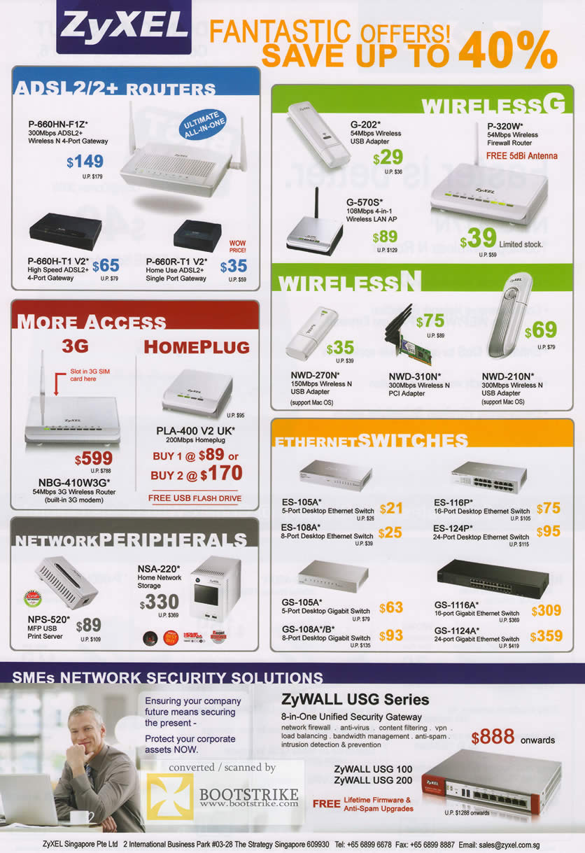 Comex 2009 price list image brochure of ZyXEL ADSL Routers Wireless 3G HomePlug Wireless N Ethernet